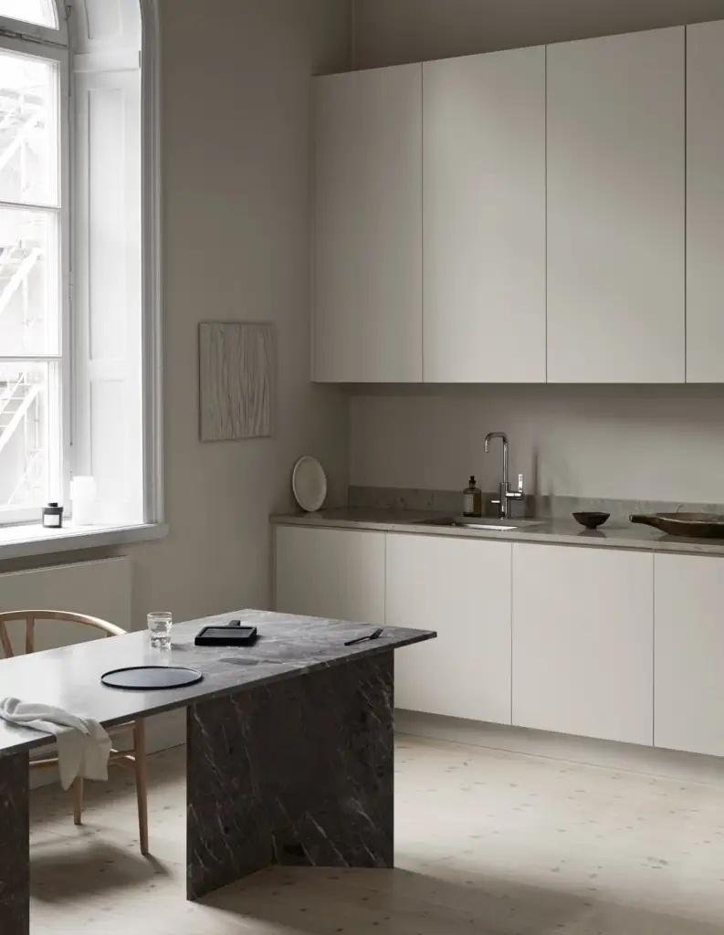 کابینت سفید مینیمال بدون دسته با ردیف بالایی 2