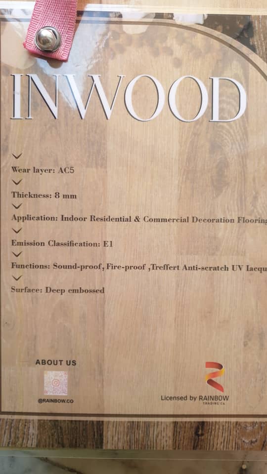 پارکت لمینت این‌وود (INWOOD) | مغزی سوماترای اندونزی | کلیک Micro-V | روکش AC5